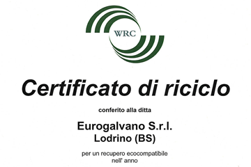 Certificato di riciclo metalli